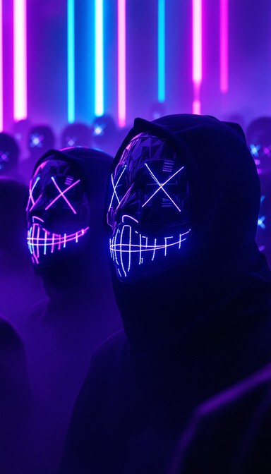 Neon Mask Character Download Neon Mask Legion Image - Cyberpunk, Neon, Masks | StockCake