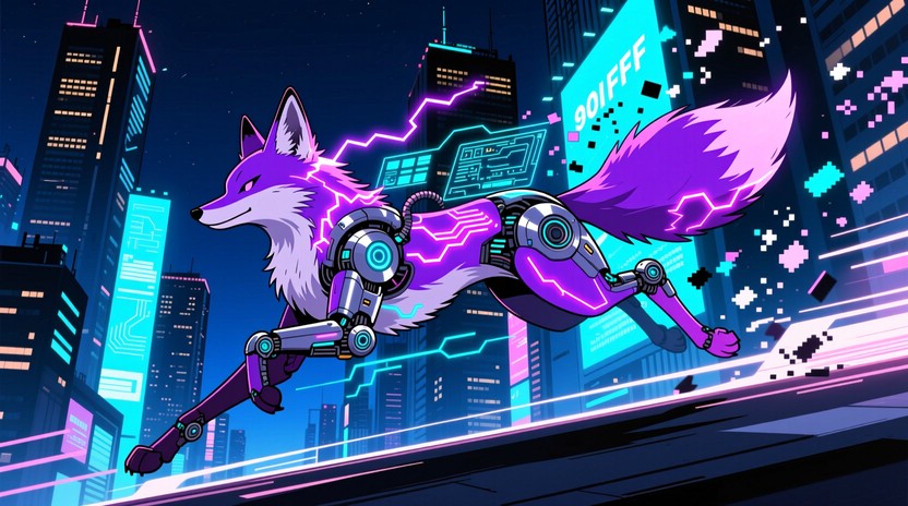 Free Cybernetic Fox Leaps Image - Cybernetic, Fox, Purple | Download at ...