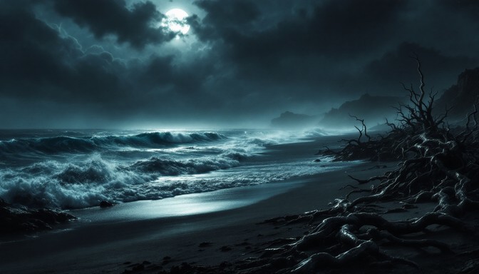 Free Moonlit Gothic Shore Image - Gothic, Seascape, Moonlight ...