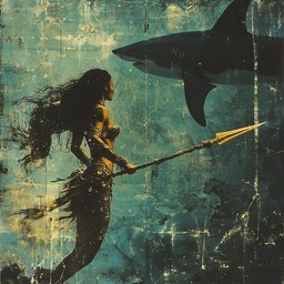 Download Mermaid Riding Shark Image - Mermaid, Shark, Underwater ...