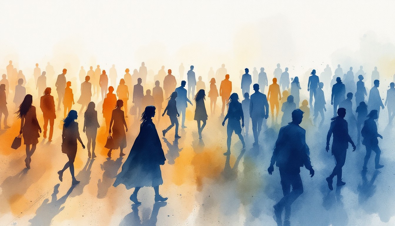 Free Flowing Urban Crowd Image - Watercolor, Silhouettes, Crowd ...