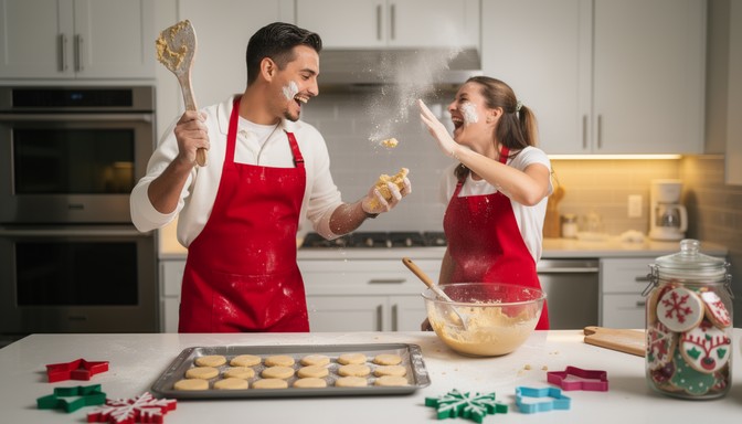 Free Holiday Baking Fun Image - Couple, Baking, Kitchen | Download at ...