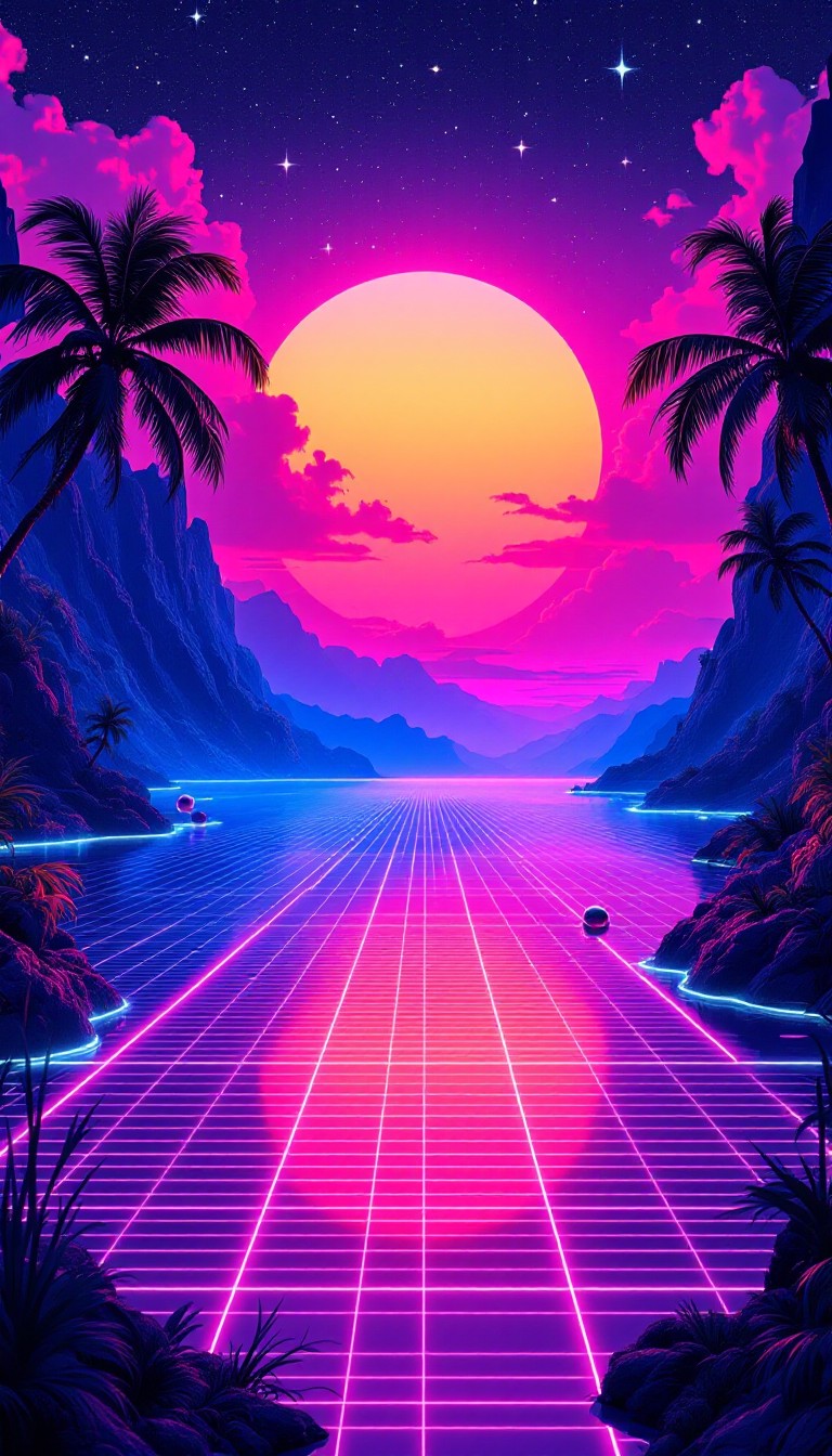 Sunset Image Neon Free Neon Sunset Dreams Image - Synthwave, Neon, Sunset | Download at ...