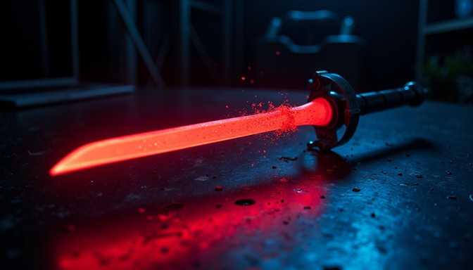Red Lightsaber Blade Black Background