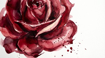 真紅のバラの抽象画の画像をダウンロード - 水彩画, バラ, 深紅