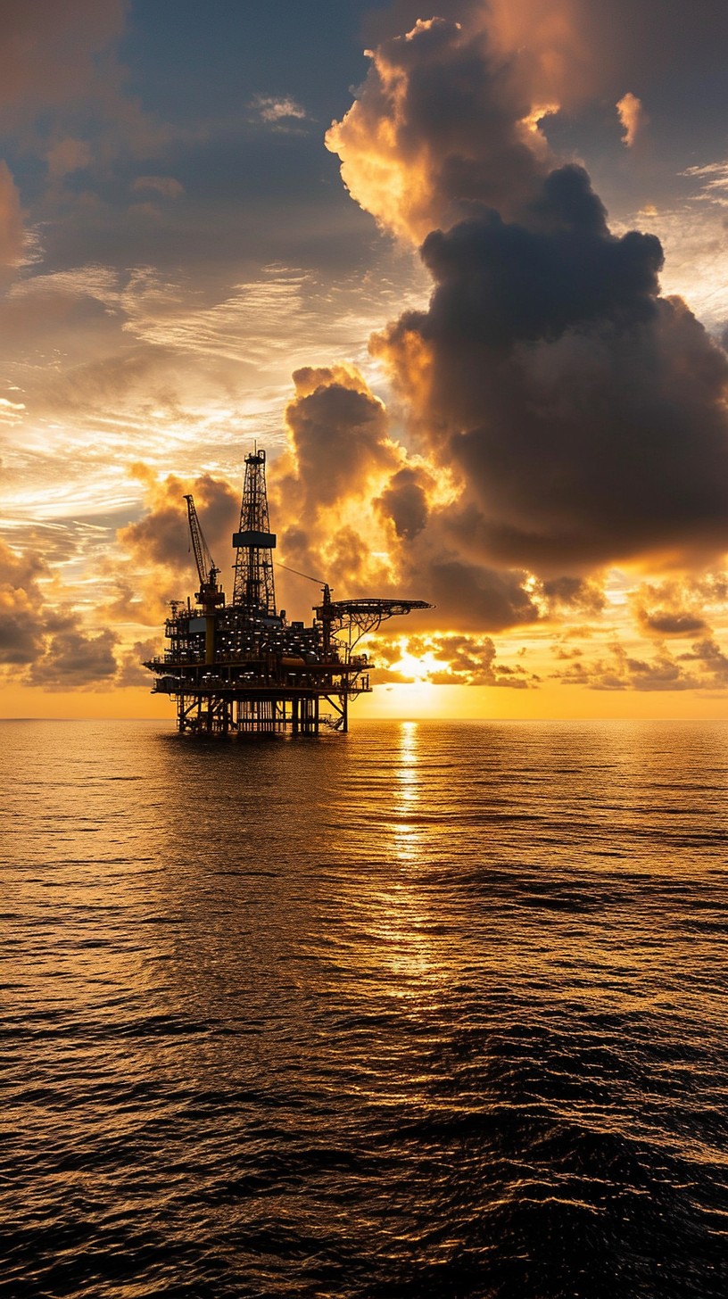 Free Oceanic Oil Rig Image - Sunset, Ocean, Rig | Download at StockCake