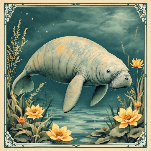 Free Gentle Manatee Illustration Image - Manatee, Victorian ...