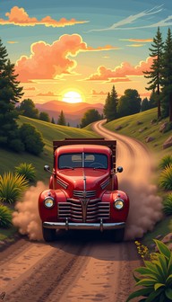 Free Sunset Country Drive Image - Sunset, Truck, Vintage | Download at ...