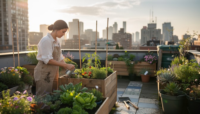 Free Urban Garden Oasis Image - Woman, Gardener, Rooftop | Download at ...