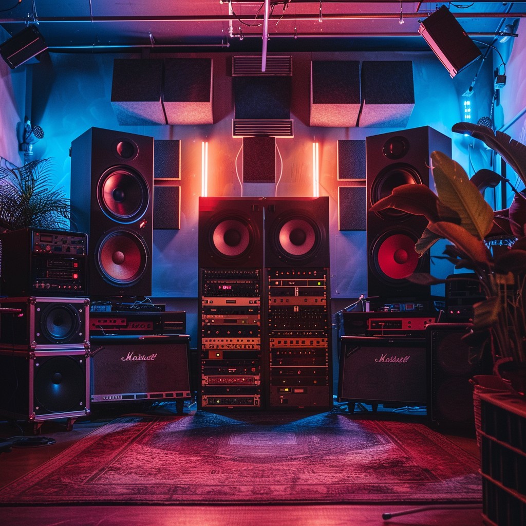 Free Studio Sound Setup Image - Studio, Neon, Audio | Download at StockCake