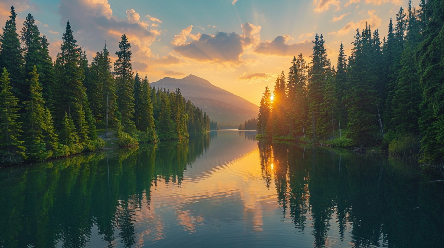 Free Sunset Lake View Image - Sunset, Lake, Forest | Download at StockCake