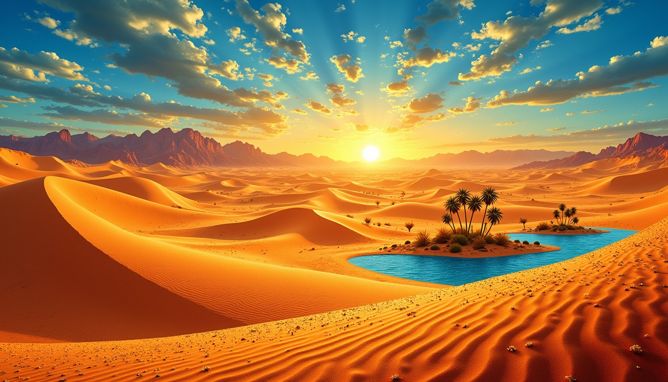 Free Golden Desert Oasis Image - Desert, Oasis, Sunset | Download at ...