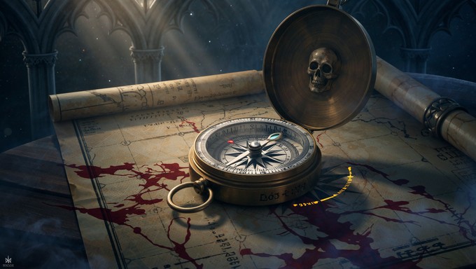Free Spectral Navigation Chart Image - Compass, Gothic, Crimson ...