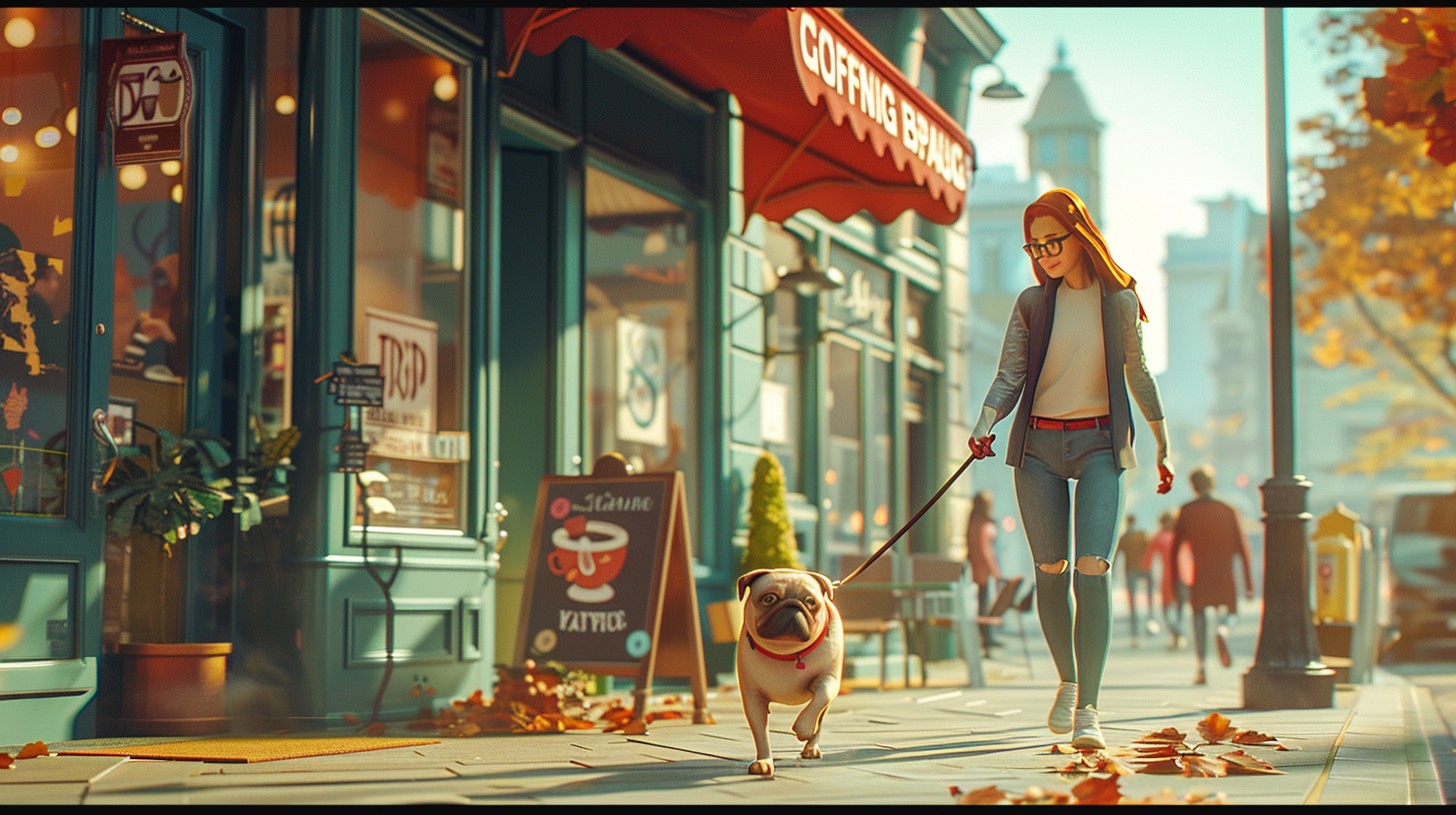 Walk Scene Free Autumn Walk Scene Image - Autumn, Woman, Pug | Download at StockCake