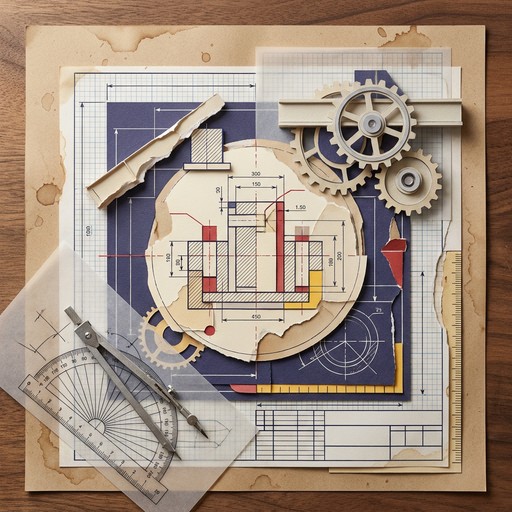 Bluechart Paper Project Free Paper Blueprint Collage Image - Blueprint, Papercraft, Collage ...