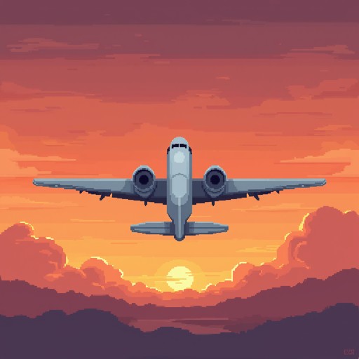 Free Pixelated Sunset Flight Image - Airplane, Pixel, Sunset | Download ...
