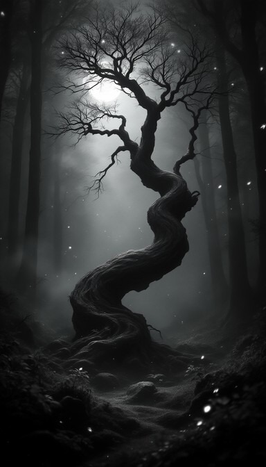 Gnarled Tree Mist Free Moonlit Twisted Tree Image - Tree, Moonlight, Mist | Download at ...