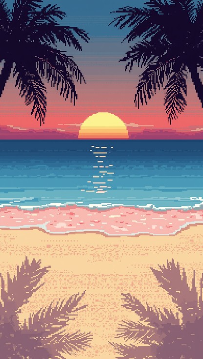 Free Pixel Paradise Sunrise Image - Pixel, Retro, Beach | Download at ...