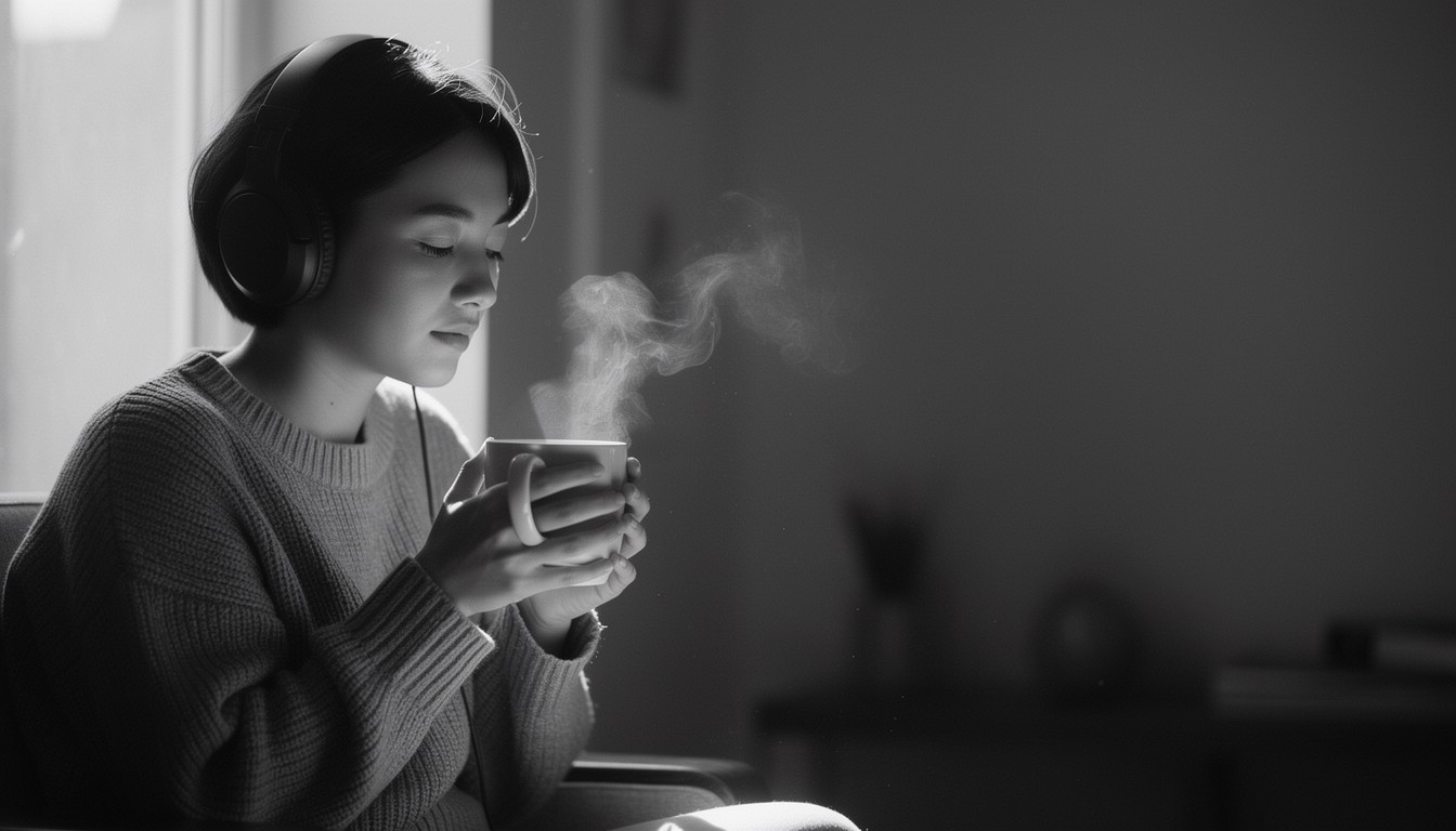 Relax Listener Image Free Peaceful Listening Moment Image - Coffee, Woman, Headphones ...