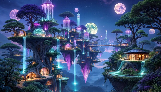Free Floating Crystal Village Image - Fantasy, Crystal, Floating ...