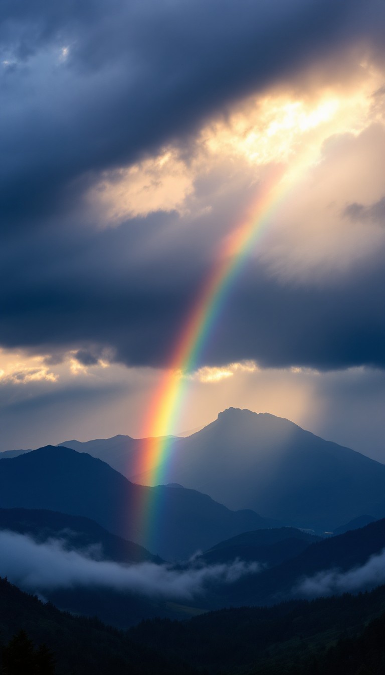 Free Majestic Mountain Rainbow Image - Rainbow, Mountains, Storm ...