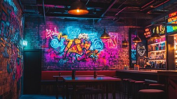 Free Colorful neon bar Image - Bar, Neon, Graffiti | Download at StockCake
