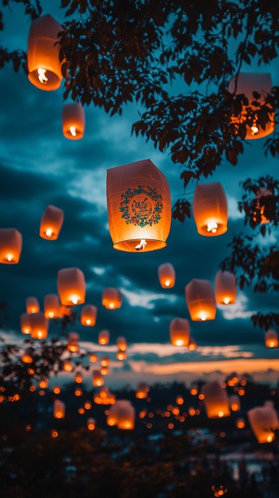 Free Sky Lanterns Glow Image - Lanterns, Sky, Twilight | Download at ...