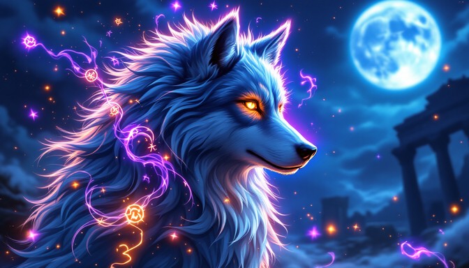 Free Mystical Blue Wolf Image - Wolf, Anime, Manga | Download at StockCake