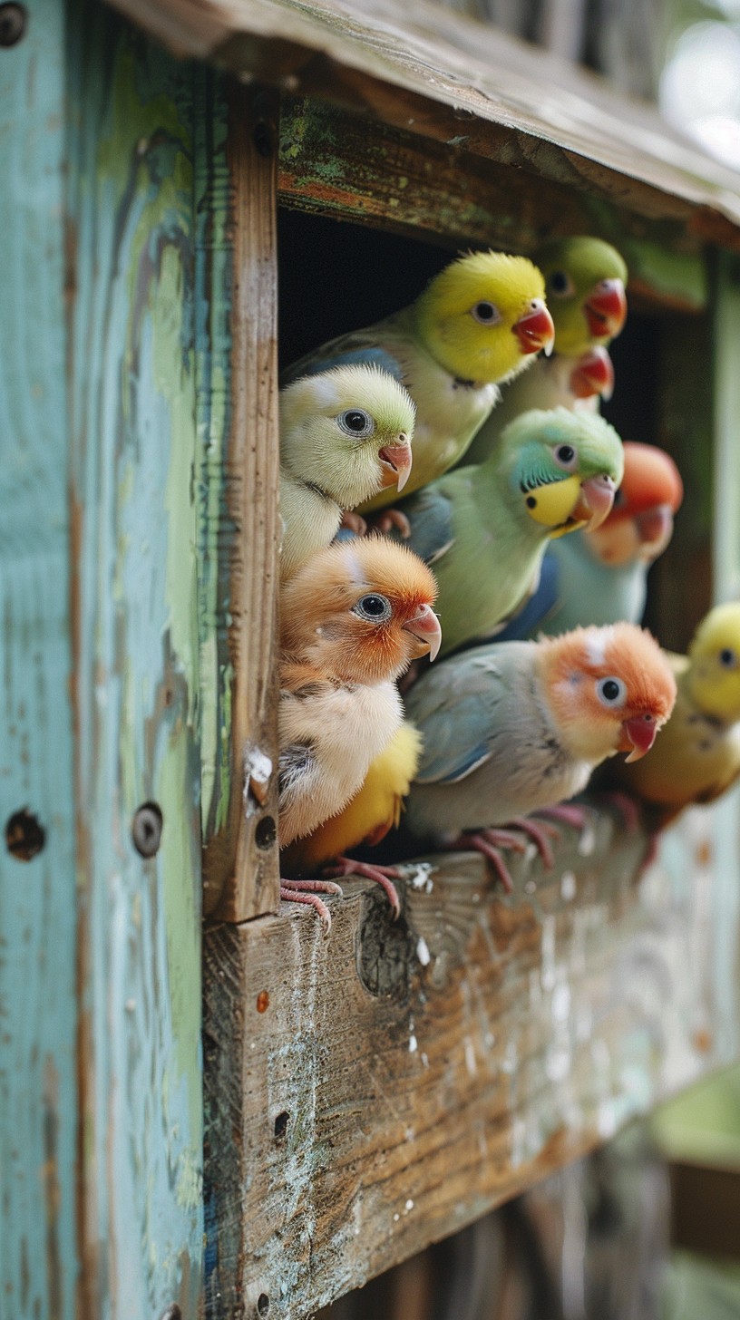 Free Colorful Parakeets Gathered Image - Parakeets, Birdhouse, Birds ...