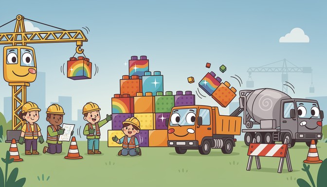 Free Building Together Happily Image - Construction, Cartoon ...
