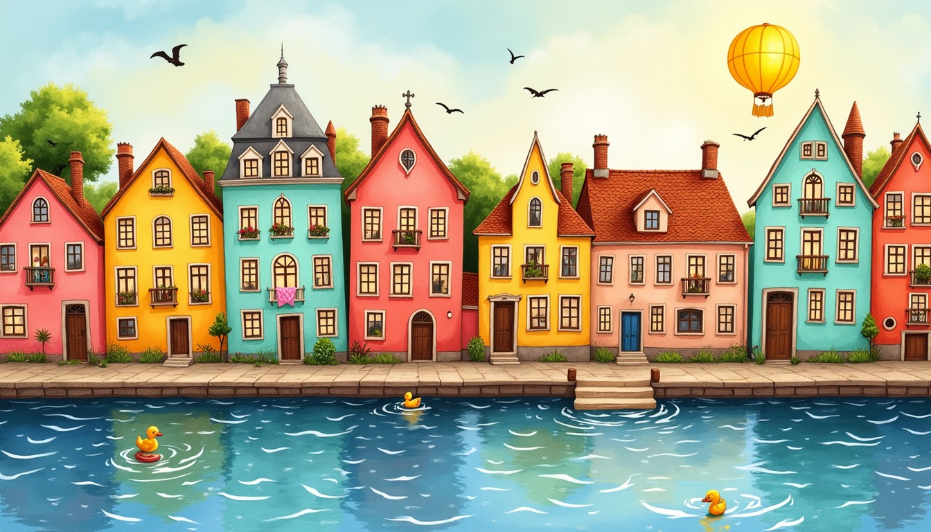 Free Colorful Riverside Homes Image - Colorful, Houses, Waterfront ...