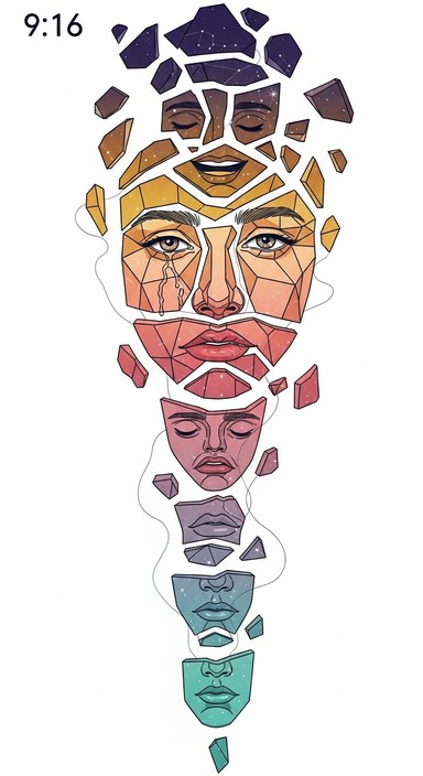 Fragmented Face Simple Free Fractured Facial Geometry Image - Mysterious, Geometric, Fractal ...