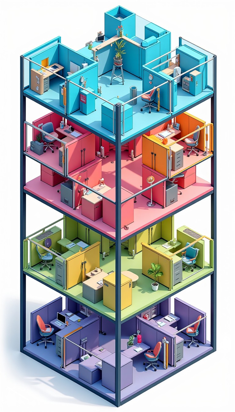 Free Colorful Office Tower Image - Cubicles, Office, Isometric ...