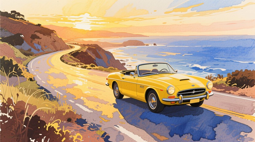 Free Sunset coastal drive Image - Sunset, Coastline, Convertible ...