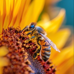 Free Bee on Sunflower Image - Bee, Sunflower, Pollen | Download at ...
