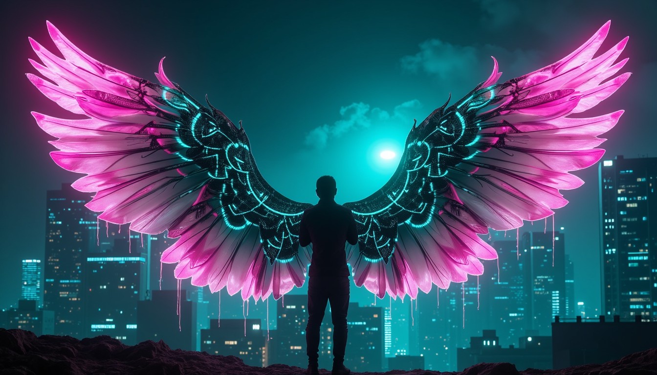 Free Neon Angel Rising Image - Cyberpunk, Wings, Neon | Download at ...