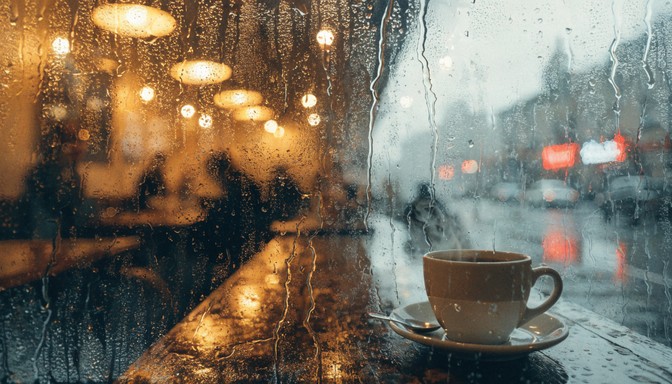 Window Raining Coffe Table Free Rainy Creative Workspace Image - Cafe, Rain, Coffee | Download at ...