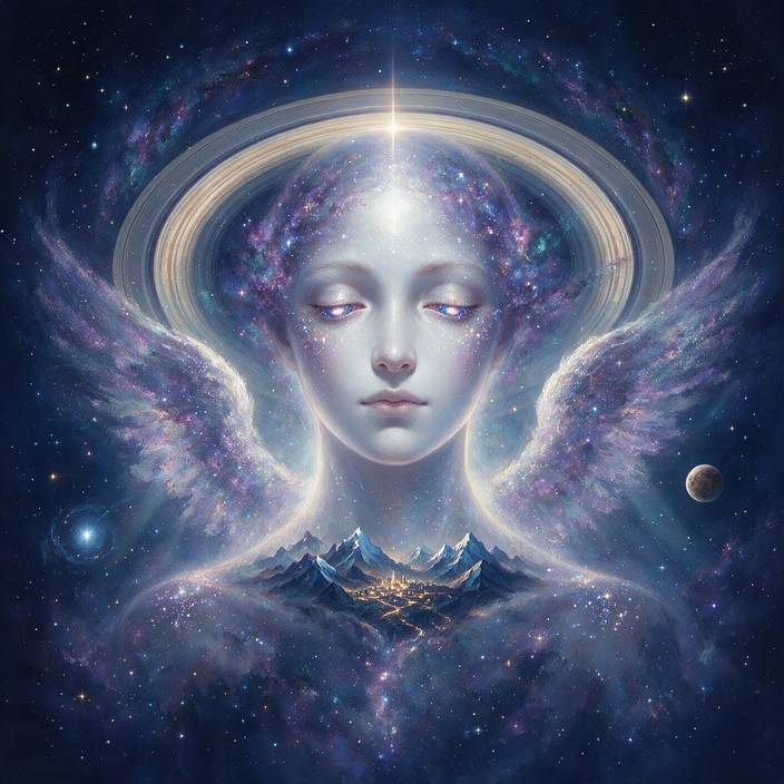 Download Cosmic Angel Portrait Image - Angel, Cosmic, Nebula | StockCake