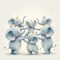 Free Dancing Elephant Friends Image - Elephants, Cartoon, Whimsical ...