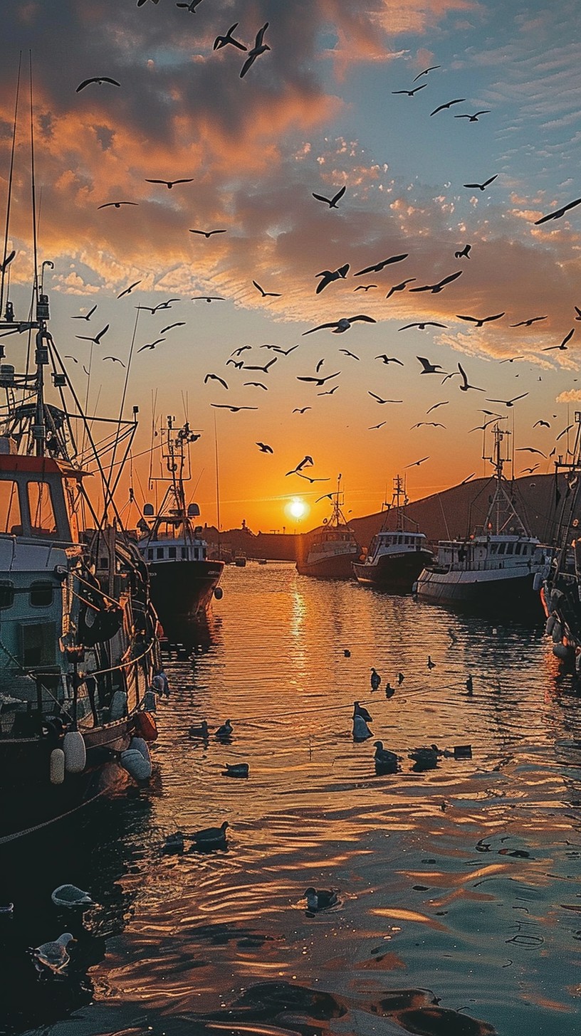 Free Sunset Harbor Scene Image - Sunset, Harbor, Boats | Download at ...