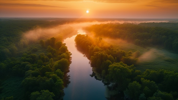 Free Sunrise river glow Image - Sunrise, River, Mist | Download at ...