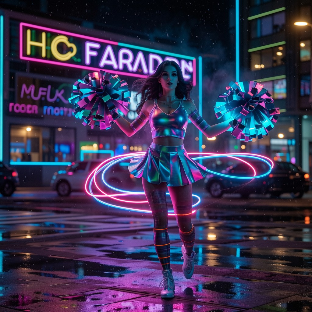 Free Neon Cheerleader Energy Photo - Cheerleader, Cyberpunk, Neon ...