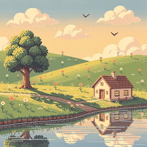 Free Peaceful Pixel Cottage Image - Pixel, Cottage, Countryside ...