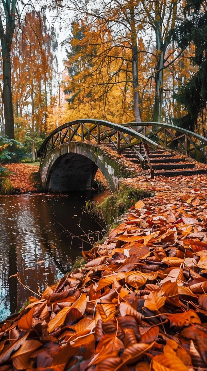 Free Autumn Bridge Scene Image - Autumn, Bridge, Leaves | Download at ...