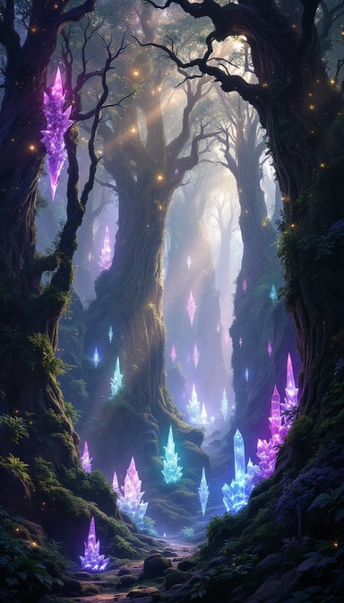 Free Enchanted Crystal Forest Image - Forest, Magical, Bioluminescent ...