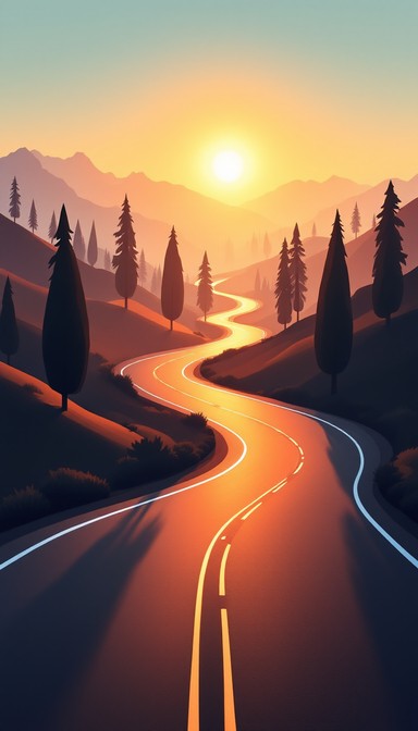 Free Sunset Mountain Road Image - Sunset, Road, Mountains | Download at ...