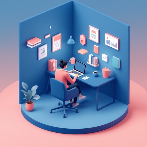 Free Modern Study Corner Image - Workspace, Isometric, Minimalist ...