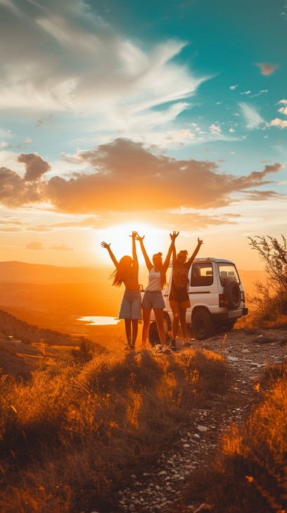 Friends In Sunset Free Friends Chasing Sunset Image - Sunset, Mountains, Friends ...