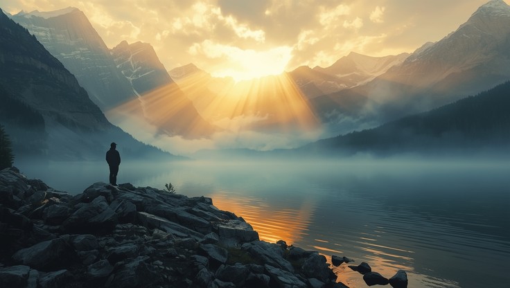 Free Misty Mountain Dawn Image - Mountains, Sunrise, Lake | Download at ...