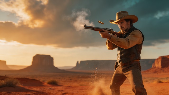 Free Cowboy Fires Rifle Image - Cowboy, Vaquero, Desert | Download at ...